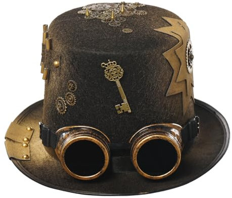 GRACEART Unisex Steampunk Hut Steampunk Zylinder Hut für Männer oder Frauen (DE/NL/SE/PL, Alphanumerisch, L, Style-27)