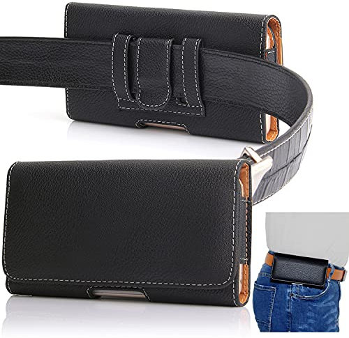 FASYU Universal Handyhülle,Handy Gürteltasche quer Gürtel Tasche Handytasche Gürtelclip Hülle Leder Holster,für Samsung Handys,Samsung Galaxy A51 A52 Galaxy S20 S21 Note 20 21(schwarz-A)