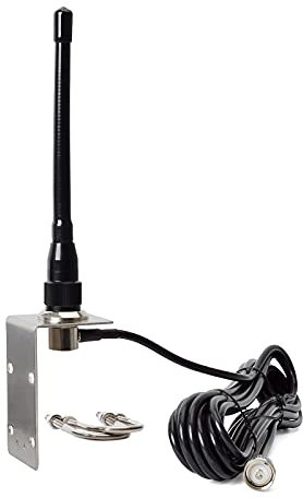 HYSHIKRA Antenne VHF en Caoutchouc Marine Alimentation coaxiale RG58 5 mètres (connecteur PL-259) Antenne VHF avec Support en L, Yacht, Camion, Camping-Car, Bateau de croisière