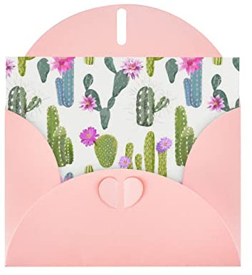 Pink Blooming Cactus Hochwertige Perlenpapier-Grußkarte => 10,2 x 15,2 cm, für Geburtstagskarte, Valentinstag, Hochzeitstag, Abschlussfeier, Einladungskarte usw.