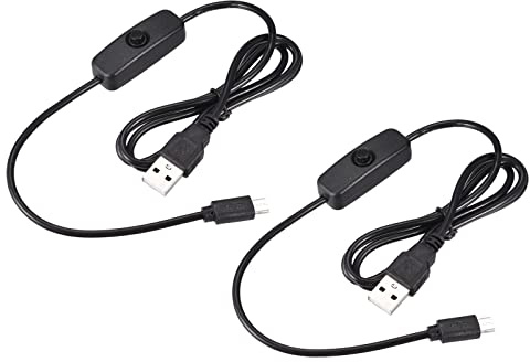 YOKIVE 2Stk USB Männlich Aufladen Kabel Mikro Schlafzimmer Schwarz 100CM | Kordel, Mit Schalter Halten Schreibtisch Lampe Geladen, Perfekt, Für Schlafzimmer Wohnbereich Büro