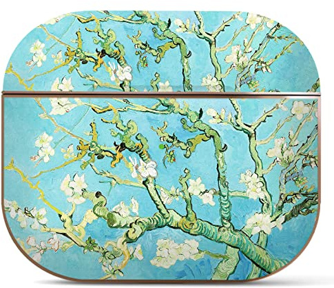 Berkin Arts Compatible with AirPods 3rd Generation Case Rose Gold Hard Cover with Keychain Cloisonnism Teal Fashion (Almond Blossom by Vincent van Gogh)
