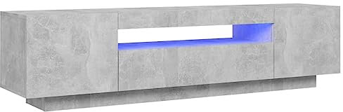 vidaXL TV Cabinet – Modern design, Durable Engineered Wood Construction, with LED Lights and Ample Storage – Concrete Grey, Suited for Living Room and Bedroom