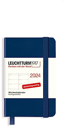 LEUCHTTURM1917 367643 Wochenkalender Mini (A7) 2024, Marine, Deutsch, 12 Monate