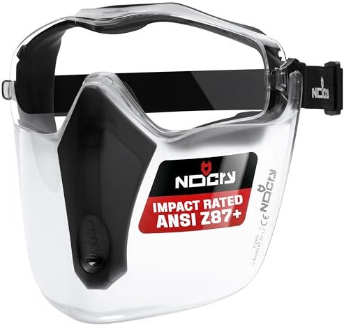 NoCry Safety Face Shield Mask for Work with Premium Anti Fog and Anti Scratch Technology — Durable ANSI Z87.1 Certified Grinding Face Shield with Extreme Impact Resistance