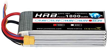 HRB 1800mAh 6S 22.2V 50C LiPo Battery with XT60 Plug Compatible with SAB380 Align 470 ALZRC Devil 380 480 RC Helicopter Airplane Cars Truck Buggy Truggy Multicopter Drones