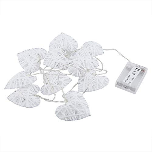 Glomora Herz-LED-Lichter,10-teilige Warme Rattan-Laternen-Lichterkette LED Lichterkette mit Batteriebetrieb,Rücklichter Für Schlafzimmer Hochzeitsfeier Dekoration