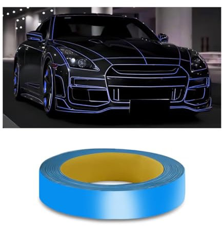 0.4''×197''Car Reflective Strips Stickers for Body Rim,Funny DIY Warning Safety Decoration Strip Decals,Self-Adhesive Night Visibility Reflective Pinstripe Tape for Most Cars,Motorcycle,Bike (Blue)