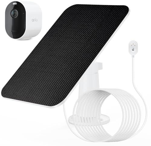 Arlo Solarpanel-Ladegerät, Arlo Essential Solarpanel-Ladegerät, kompatibel mit Arlo Pro 3/Pro 4/Arlo Pro 5S 2K/Arlo Ultra/Ultra 2/Arlo Go 2 Kamera, 5 V 4 W Solarpanel-Ladegerät, 3 m Kabel (1 Stück)