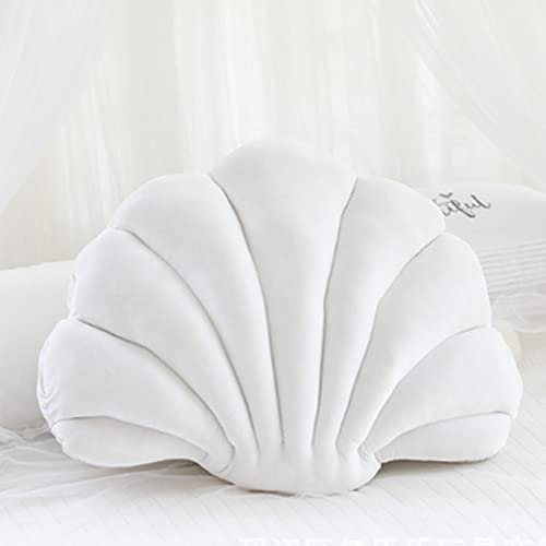 Muschelkissen, Muschelform, niedliches Muschelkissen für Sofa, Bett, Couch, Stuhl, Zuhause, Wohnzimmer, Schlafzimmer, Büro, Bodenkissen (33 x 25,4 cm) (weiß)