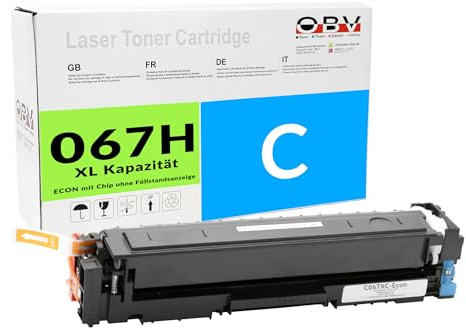 OBV Kompatibel Toner ersetzt Canon 067H 5105c002 für Canon LBP-631Cw LBP-633Cdw MF651Cw MF655Cdw MF655Cx MF657Cdw mit Chip ohne Füllstandsanzeige - Cyan 2350 Seiten