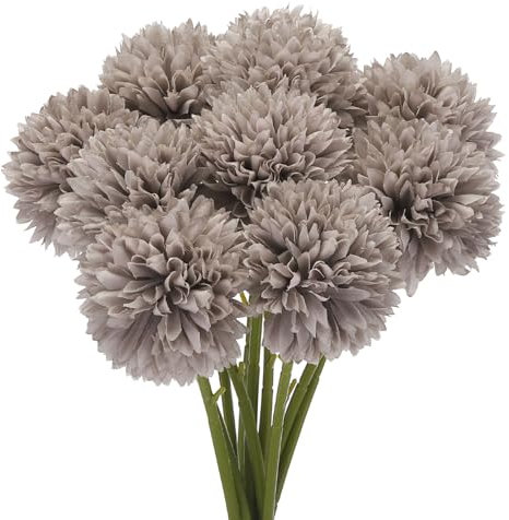 QUARKZMAN Artificielle Fleur Têtes, Soie Chrysanthème Boule Hortensia Marron Faux Fleurs pour DIY Artisanat Mariage et Fête Décoration Paquet de 10