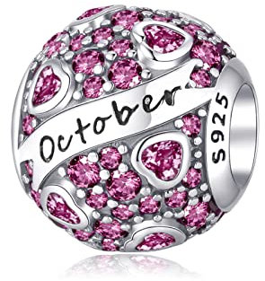 Geburtsstein Charm-Anhänger 925 Sterling Silber Birthstone Bead Charm Anhänger Openwork Perlen Charms für Europäische Armbänder Halsketten Schmuck Geschenk für Mädchen Frauen