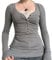 Womens Y2K Long Sleeve Ribbed Henley Top Lace Patchwork Striped Tight Fitted Fairy Grunge Vintage Casual Tees Shirts Clothes for Teens Girls (122801# Grey, S)