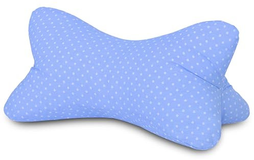 Leseknochen Blau mit Punkten Nackenkissen Knochenkissen Nackenrolle Lesekissen Öko-Tex 100 zertifiziert und 60°C waschbar - Kissen für Nacken, Knie oder Bauch zum Lesen oder Relaxen - 38x19x19 cm