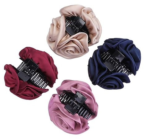 Angoily Blumenklammer-set 4-teilig Rosenförmige Haarklammern Haarspange Starker Halt Haar-accessoires Für Frauen Und Mädchen Marineblau