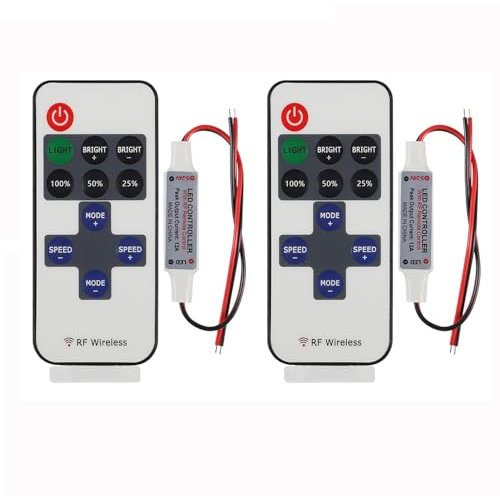 2PCS LED Remote Controller 11-Key RF Mini Wireless Remote Switch con DC 12V Connettore per 5050 3528 5630 RGB Single Color LED Strip Lights Interruttore Wireless Dimmer Control