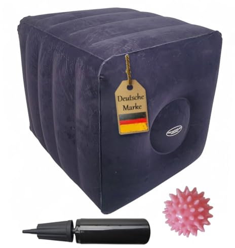 FabaCare Bandscheibenwürfel mit Igel Massageball, Entlastungswürfel, Stufenbettlage, Bandscheibenkissen, Lagerungskissen Beine, Beinablage für Rückenübungen, Beinhochlagerungskissen ist aufblasbar