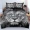 Luofanfei Bettwäsche Löwe 155x220 cm Tiere Motive Bettwäsche Schwarz Tiere Muster Bettbezüge 3D Löwemotiv Bettwäsche-Sets und Kissenbezüge 155x220 cm