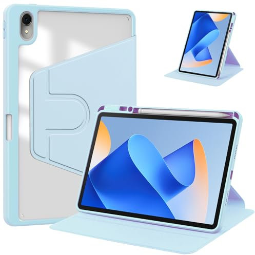 A-BEAUTY Hülle Kompatibel mit Huawei MatePad 11 2023/2021 Tablet mit Stifthalter, Auto Wake/Sleep, 360° Drehbarer Ständer, Folio Case Cover Clear Back, Himmelblau