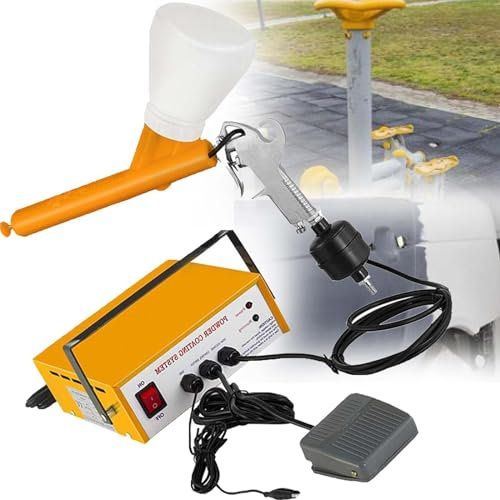 Paint Sprayers Electrostatic Powder Coating System Machine Spray Gun,10-15Psi 5 Stage Powder Coating System Kits with W/Foot Switch Spraying Gun,Yellow