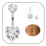 Diamday Bauchnabelpiercing Chirurgenstahl Bauchnabelpiercing Silber 14G | Zirkon Piercing Bauchnabel, Bauchnabelpiercing Ring, Bauchnabelpiercing 8-16mm Stablänge, Lang Nabel Bars Barbell für Damen