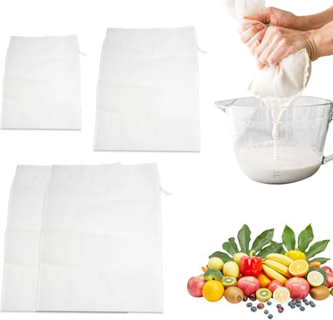 4 Pezzi Micron Fine Mesh Filter Bags, 100 Mesh Sacchetto Filtro a Maglia, Coulisse Sacchetti Filtro in Nylon, Sacchetto Filtro Riutilizzabile, Garza Alimentare per Birra, Succo di Frutta, Latte
