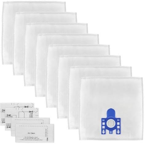 8 Pack Vacuum Cleaner Bags for Miele Classic C1, Complete C1 C2 C3, S300i, S500, S700, S2000, S4000, S6000, S8000, S4, S6, for Miele Hoover Bags, with 2 Set Air Filter