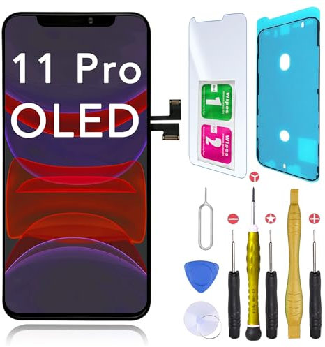 CINQ TEQ Ecran OLED Remplacement pour iPhone 11 Pro +Joint d'Ecran Verre Trempe, Kit