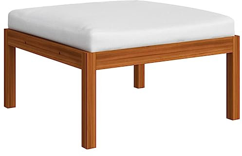 HETFTJN Sitzlounge Garten Gartensofa Gartenlounge Balkon Sofa - Garten-Fußhocker mit Auflage Akazie Massivholz für Speisesaal Balkon Terrasse Schwimmbad