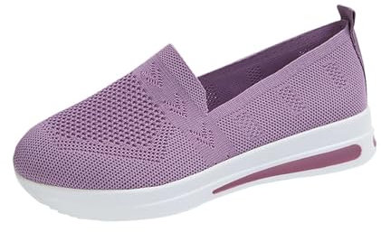Damen Schuhe Leicht Fitnessschuhe Frauen Dicke Sohle Freizeitschuhe Hoch Trainingsschuhe Breite Schuhe Trekkingschuhe für Schule Walking Fitness Gym Sport Ohne Schnürsenkel Jogging Sportschuhe