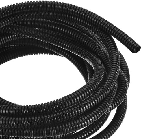 DMiotech 5m Wire Loom Split Tubing 6.5mm, Cord Protectors from Pet Flexible Conduit Cable Management for Office, Home, Garden, Black