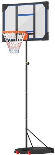 AIYAPLAY Panier de Basket, Hauteur réglable de 210-260 cm, Panier de Basket extérieur et intérieur avec Roues, Base de lestage, Cadeau pour garçon et Fille, Bleu