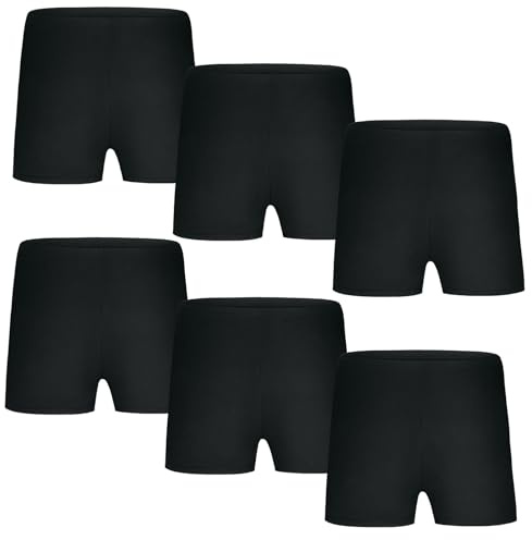 AOOWU Pantalones Corto de Danza para Niñas, 6 Piezas Pantalones Cortos de Ballet para Niños, Short Pantalones de Gimnasia Ballet Niños con Cintura Elástica para 7-8 Años (140CM)