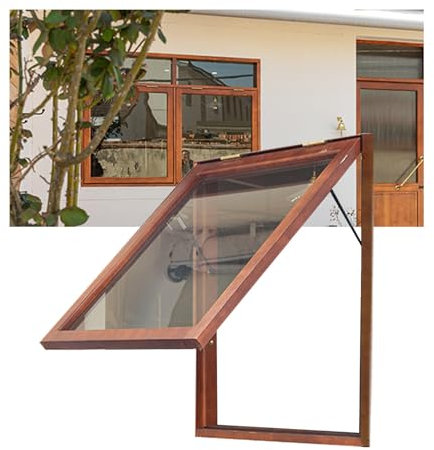 LVLDAWA Dachfenster, Manuelles Holz-Lüftungsdachfenster Mehrwinkel-Flügelfenster Aus Isolierglas Für Hütten Und Garagen(80x50cm)