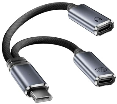 Wowfast USB C Splitter 1 zu 2, USB C Doppelstecker mit 100W Laden, Kopfhörer Adapter, USBC Y Splitter mit iPhone 16/Pro/Max, Galaxy S24/S23/S22, Laptop(grau)