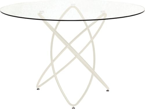 Kare Design Esszimmertisch Molekular, Greige, 120cm Durchmesser, Esstisch, Glas Tischpaltte, Stahlgestell, Esszimmer, Rund