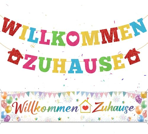 Welcome Back Hintergrund Banner Deko - Bunt Willkommen Zuhause Banners Girlande Dekorationen Indoor Outdoor, Lange Welcome Back Backdrop Banner für Heimkehr Familie Rückkehr Familienfeiern