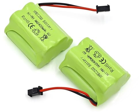 XMECZQQ NiMH Akku Pack 6V 2400mAh, wiederaufladbarer AA Batteriepack mit SM 2P Stecker, ideal für RC Autos, Spielzeug, ferngesteuerte Fahrzeuge, Roboter, Solarlampen & mehr (2er Set)