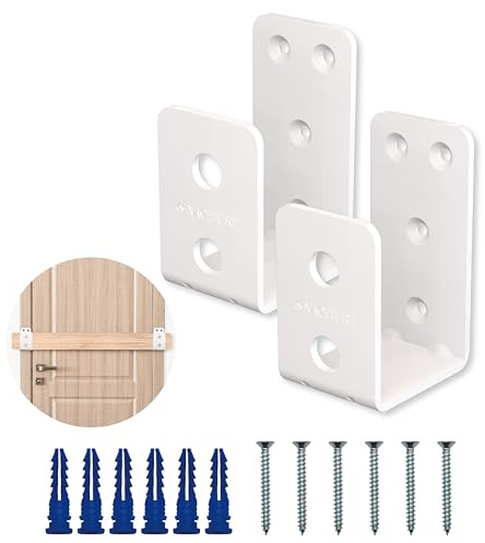 NACETURE Robuste Türhalterungen, Weiß, 2 Stück | Entwickelt, um eine Standard-2 × 4-Strebe sicher zu halten, für verstärkte Sicherheit der Haustür in Notfällen.