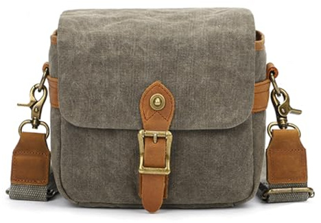 Fangxuee Canvas SLR Camera Bag Micro Single Messenger Bags Waterproof Wear- Shoulder Photography Backpacks C