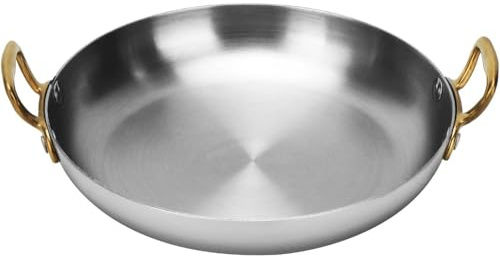 Cooking Pot Round Paella Cooking Pan 304 Stainless Steel Skillet for Paella and Rice Recipes Easy Cleaning Frying Pan for Indoor and Outdoor Silver 28cm/11inch