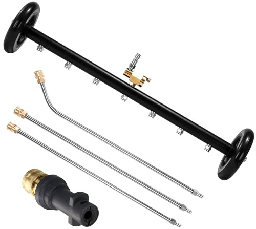 Tool Daily 24 Inch Dual-Function Undercarriage Pressure Washer with Adapter Compatible with Karcher K2 K3 K4 K5 K6 K7, Under Car Washer with 3 Extension Wands, 1/4 Quick Connect, 7 Nozzles, 4000 PSI