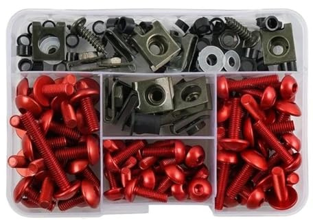 Motorrad Schrauben Schraube Für Kawasaki Z750 Z900 Z1000 Z800 Für Versys 650 Er6n Für Ninja 400 300 Z1000sx 177 Stücke Verkleidung Bolzen Kit Schrauben Muttern(ROT)