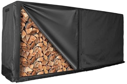 INEDRIMS 8FT Abdeckplane Wasserdicht FüR Kaminholzregal Aussen, Mehrzweck Abdeckung GartenmöBel Mit ReißVerschluss Und Belüftungsöffnungen, 600d Oxford-Gewebe, Wind Und SonnenbestäNdig