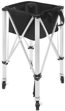 WAPHOERTE Panier à balles de tennis avec roues - Pliable - En aluminium - Avec cadre en forme de X - Pour ranger des balles de badminton, de tennis de table - 150 à 170 balles
