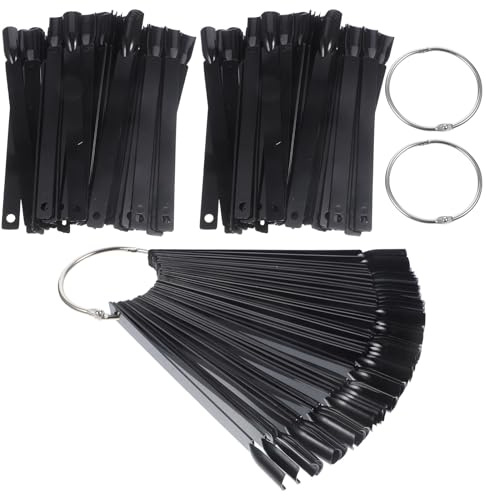 WRITWAA Capsules d'Entraînement pour Nail Art 150 Pièces, Présentoir Noir de Ventilateur Anneau Métallique, Usage Personnel et École