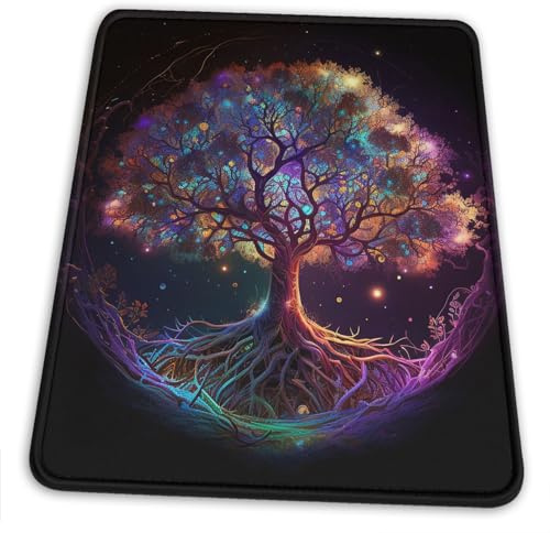 Confort Tapis De Bureau Arbre De Vie Et Galaxie Noire 25X30Cm, Souris De Gaming Résistant À Usure Tapis De Souris Gaming pour Pc Souris Ordinateur