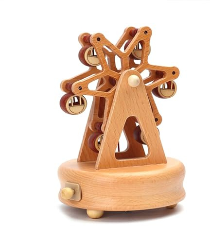 Spieluhr aus Holz – Kreative Balletttänzerin Zug Kuchen Spieluhren – Klassische Box für Mädchen Weihnachten Geburtstag Geschenk oder Schreibtisch Dekoration Ornament, I: Rundes Riesenrad, Refer to