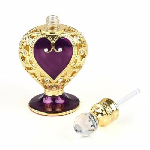 Botella de Perfume cristal, corona Corazón Púrpura, encaje dorado Vintage, tubo vidrio vacío coleccionable, decoración lujo palacio, 12ml, 1 ud